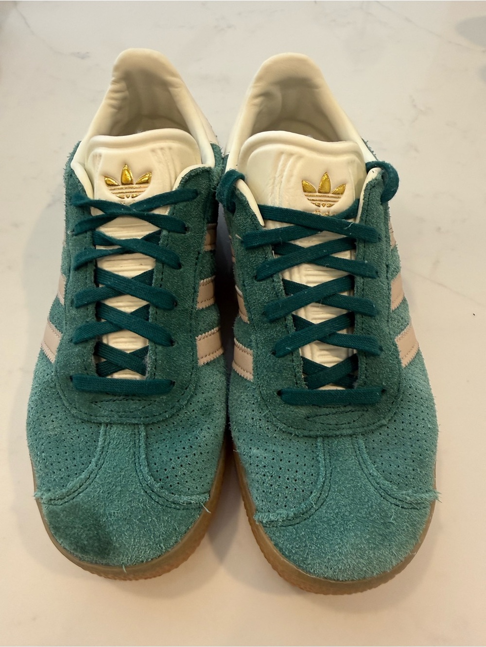 adidas Teal and Cream Suede Low-Top Sneakers